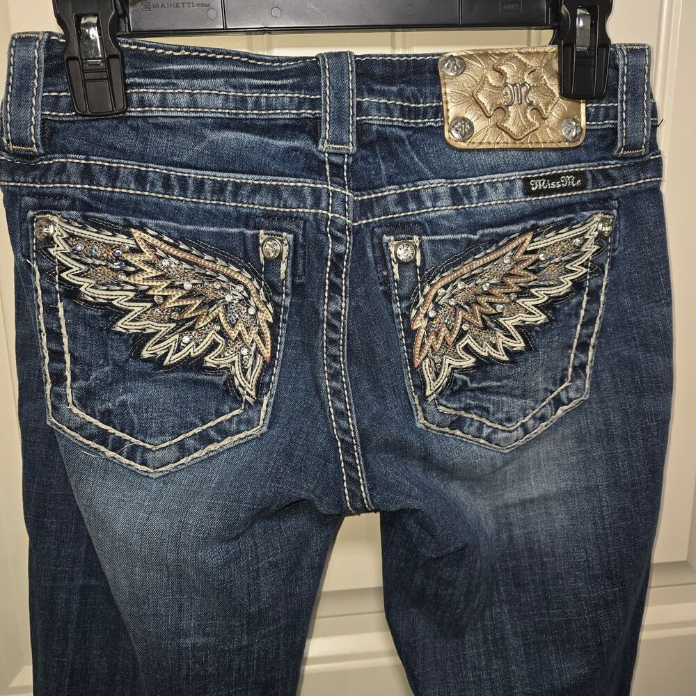 Miss Me Size 26 Signature Skinny Low Rise Jeans Y2K 2000s Retro Embellished - Picture 7 of 8
